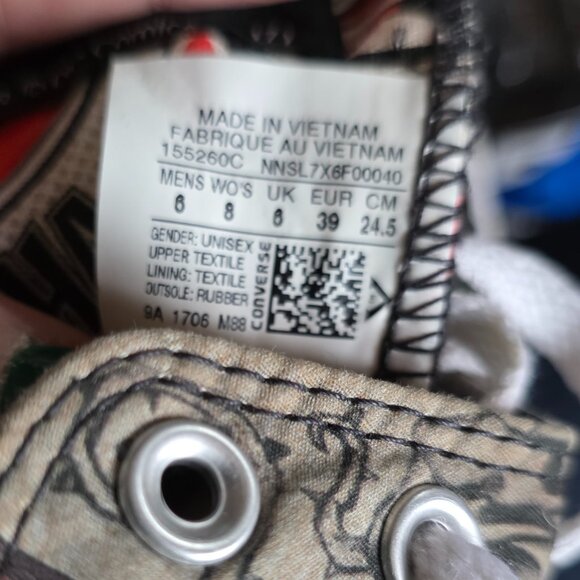 CONVERSE ( 8 / 6 ) W/M HARLEY QUINN FACE Chuck Taylor Hi-Top Rare #155260C - Picture 8 of 10